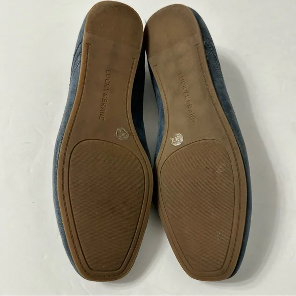 Lucky Brand Ballet Flats Square Toe Preppy Ballerina Shoes Blue Slip On 7.5 - Picture 6 of 8